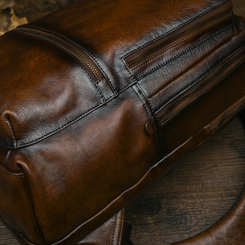 Mochila de Couro Genuíno para Homens e Mulheres - Moc