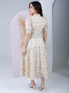 Vestido Clássico Elegante em Algodão Bordado