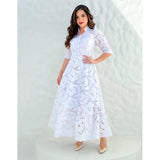 Vestido Longo com Gola V e Forro em Algodão