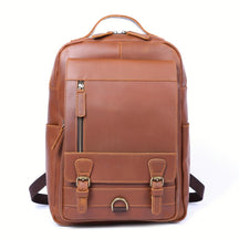 Mochila de couro Vintage Crazy Horse de grande capacidade, em pele de vaca de primeira camada, feita à mão, em couro genuíno, para laptop.