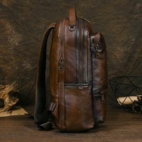Mochila de Couro Genuíno para Homens e Mulheres - Moc