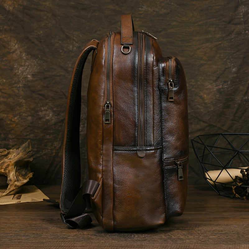 Mochila de Couro Genuíno para Homens e Mulheres - Moc