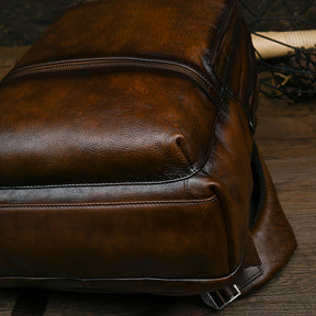 Mochila de Couro Genuíno para Homens e Mulheres - Moc